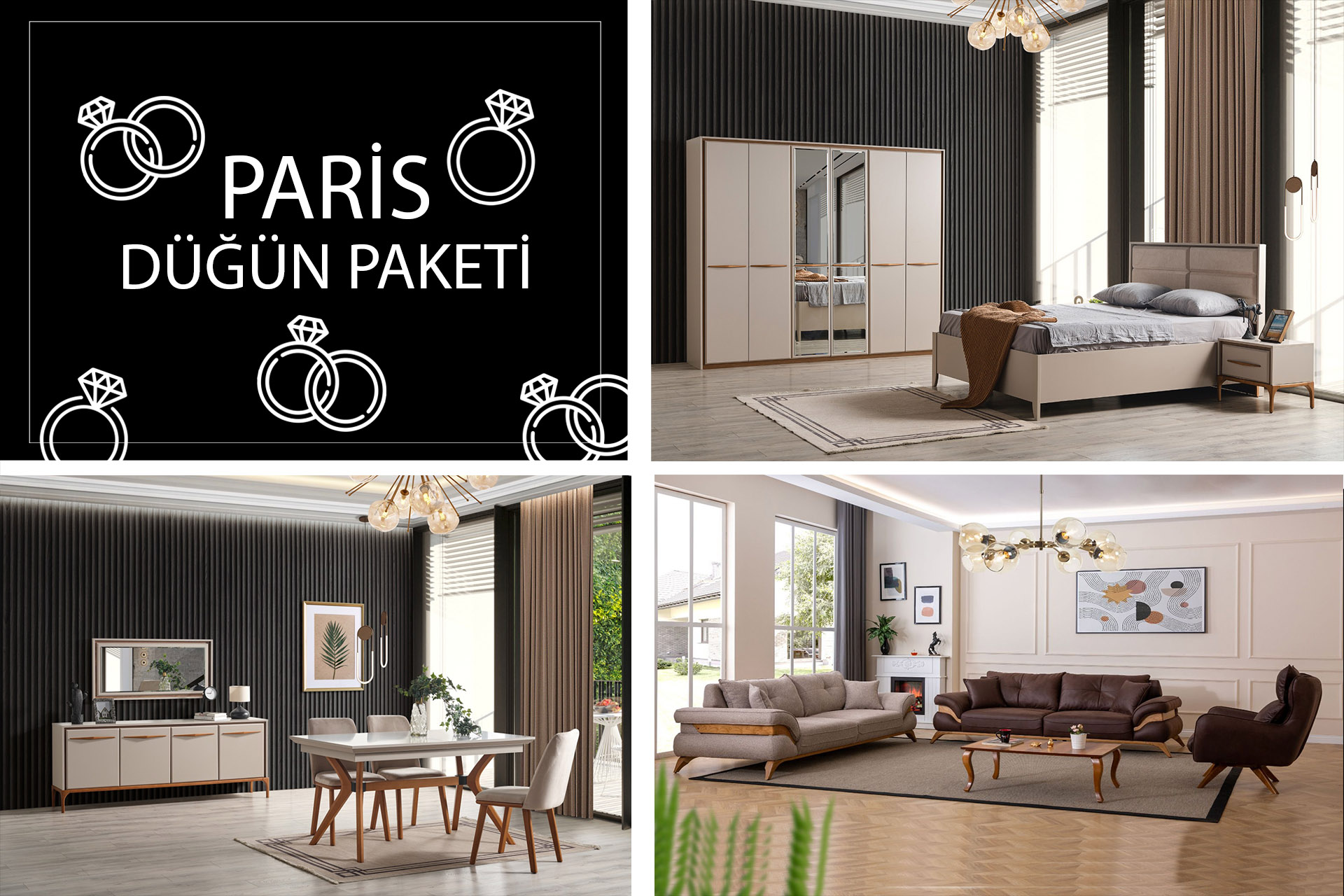 Paris Düğün Paketi | İnegöl Mobilyası | Dügün Paketleri Modelleri | www.wukahome.com